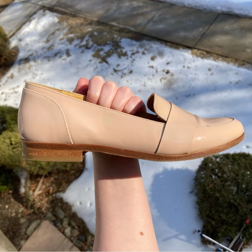 Sézane Light Blush Pink Nude Patent Leather Loafers
